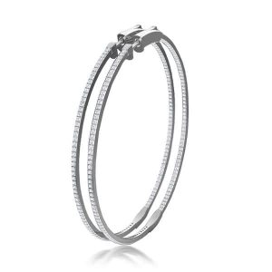 White Gold Diameter 60mm Diamond sett inside-outside hoops