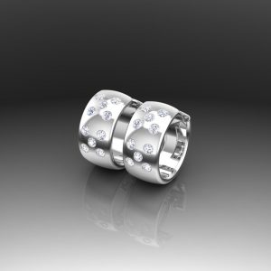 White Gold Wide Huggie Earrings