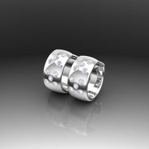 White Gold Wide Huggie Earrings