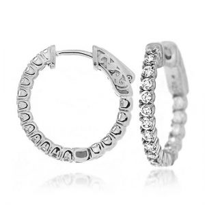 White Gold Hoop Diamond Earring