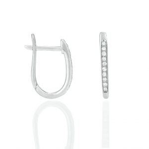 White Gold Large Oval Diamond Huggie Earring