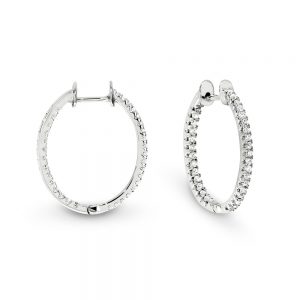 White Gold Inside/Outside Hoop Diamond Earring