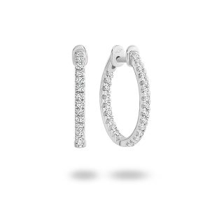 White Gold Inside/Outside Hoop Diamond Earring