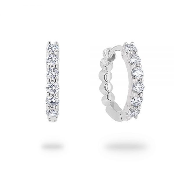 White Gold Diamond Huggie Earrings