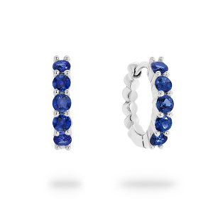 White Gold Sapphire Huggie Earrings