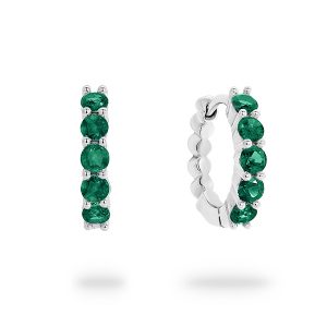 White Gold Emerald Huggie Earrings