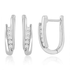 White Gold Diamond Huggie Earring Channel Set