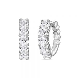 White Gold Diamond Huggie Earrings