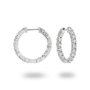 White Gold Single Row Inside/Outside Diamond Hoop