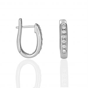White Gold Medium Oval Diamond Huggie Earring
