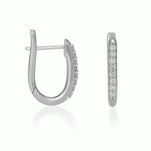 White Gold Medium Oval Diamond Huggie Earring