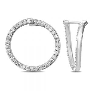 White Gold Diamond Open Circle Shape Earrings