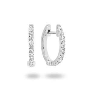 White Gold Diamond Hoop Huggie Earrings
