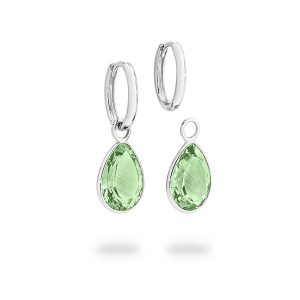 White Gold Pear Shaped Green Amethyst Drop Earrings
