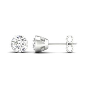 White Gold Stud with Bezel Set Diamond Earrings