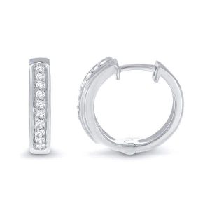 White Gold Hoop/Single Diamond Earrings