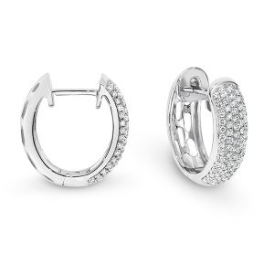 White Gold Diamond Hoop Huggie Earrings