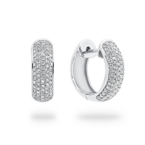White Gold Diamond Hoop Huggie Earrings