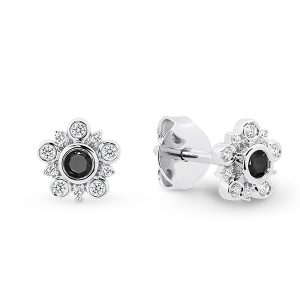 White Gold Art Deco Style Black Diamond White Diamond Earrings