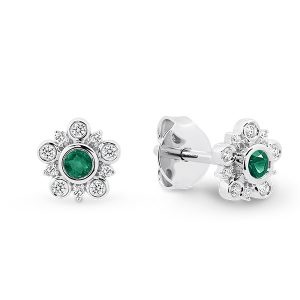 White Gold Art Deco Style Emerald Earrings