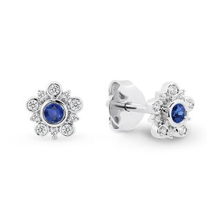 White Gold Art Deco Style Blue Sapphire Earrings