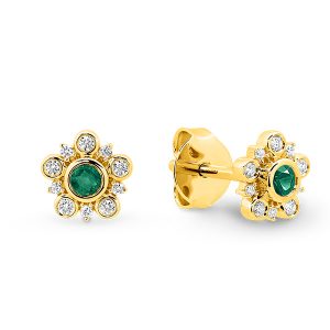 Yellow Gold Art Deco Style Emerald Earrings