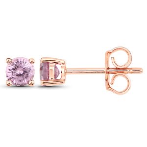 Rose Gold Stud Round Pink Sapphire Earrings