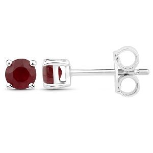 White Stud Round Ceylon Sapphire Earrings