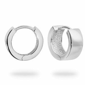 White Plain Gold Square Profile Huggie Earrings