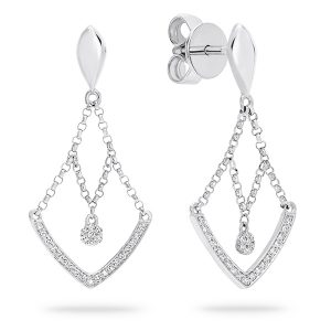 White Gold Diamond Hanging Drop Earrings
