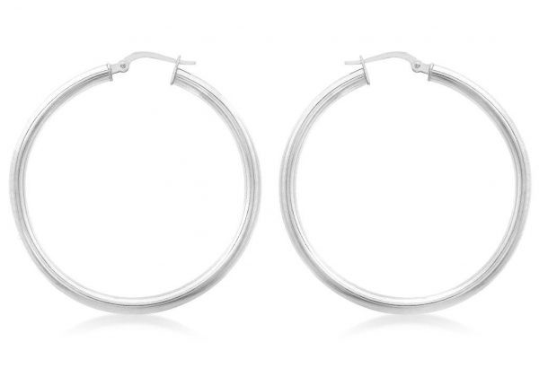 White Gold Huggie Plain Gold Earrings