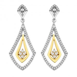White Gold Yellow Gold Diamond Drop Earring