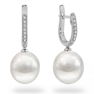 White Gold White South Sea Pearls Earrings