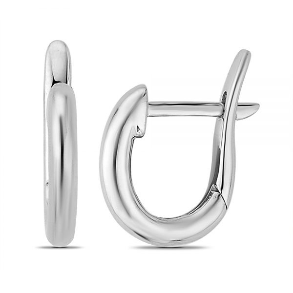 White Gold Small Oval Huggie Earrings