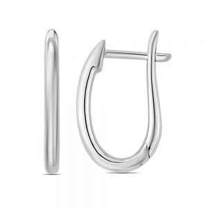 White Gold Large Oval Huggie Earrings