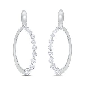 White Gold Oval Shaped Diamond Earring
