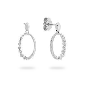 White Gold Oval Shaped Diamond Earring