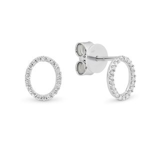 White Gold Open Oval Diamond Earrings