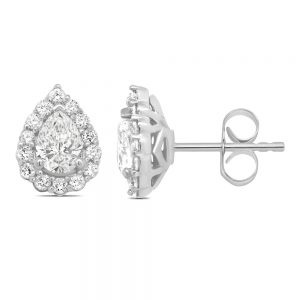 White Gold Pear Centre Diamond Earrings