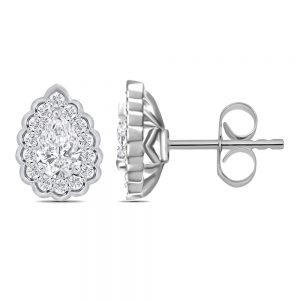 White Gold Pear Centre Diamond Earrings