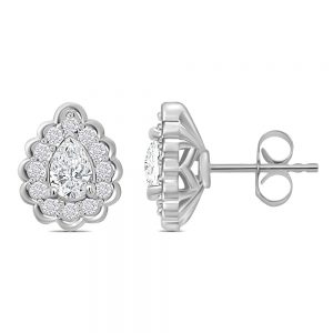 White Gold Pear Centre Diamond Earrings