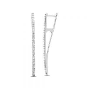 White Gold Drop Stick Earrings
