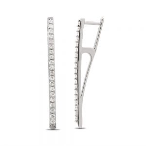White Gold Drop Stick Earrings