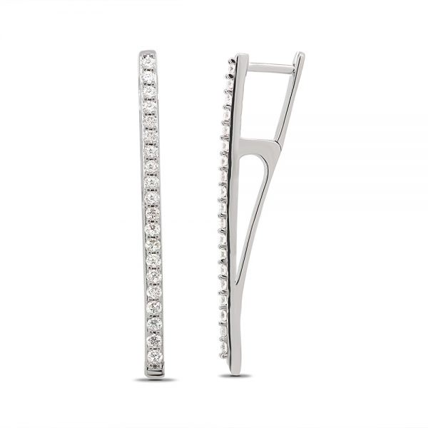 White Gold Drop Stick Earrings