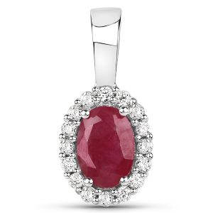 White Gold Burmese Ruby Pendant Necklace