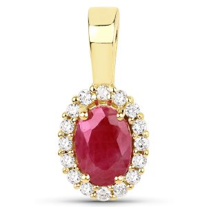 Yellow Gold Burmese Ruby Pendant Necklace