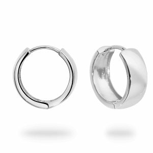 White Gold Polished Huggie Earrings