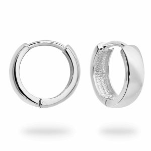 White Plain Gold Polished Huggie Earrings