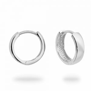 White Plain Gold Polished Huggie Earrings