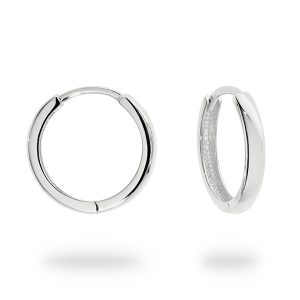 White Plain Gold Polished Huggie Earrings